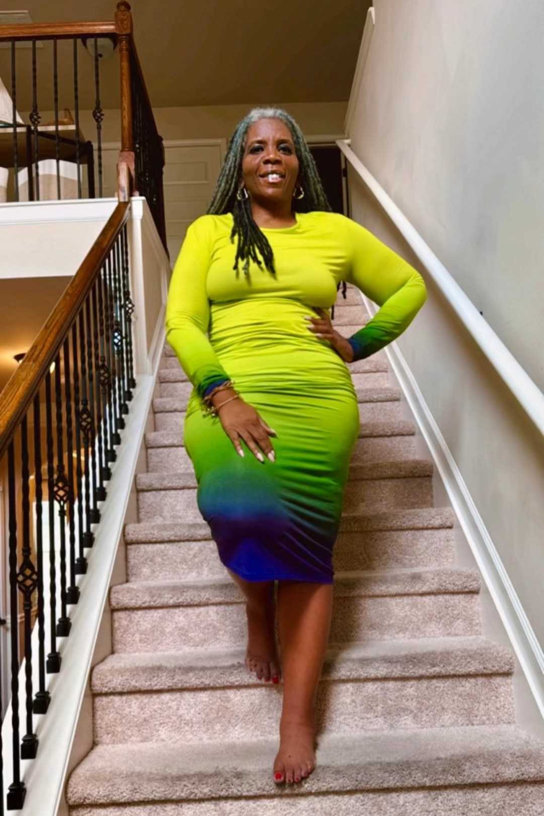 When the grandkid says the color of the day is yellow? You wear yellow! This ombré dress is colorful, versatile, flattering, great for both work & casual wear, and super comfy 💛💚💙💜

#LTKfindsunder100 #LTKover40 #LTKstyletip