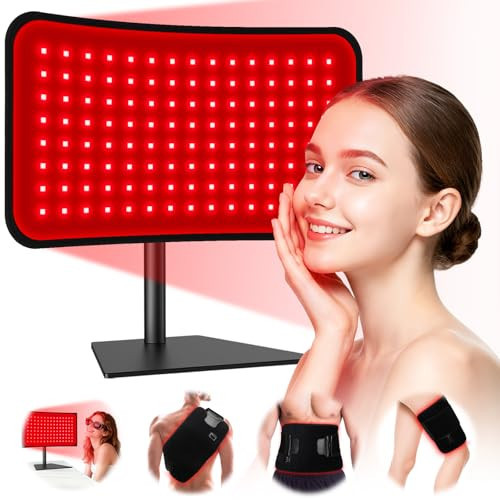 Red Light Therapy for Face Body, 2-in-1 Red Light Panel Device with Belt, 660nm & 850nm Near Infrared Light Therapy Lamp with Remote Control, 5 Adjustable Brightness & Timer, Gift for Women Men | Amazon (US)