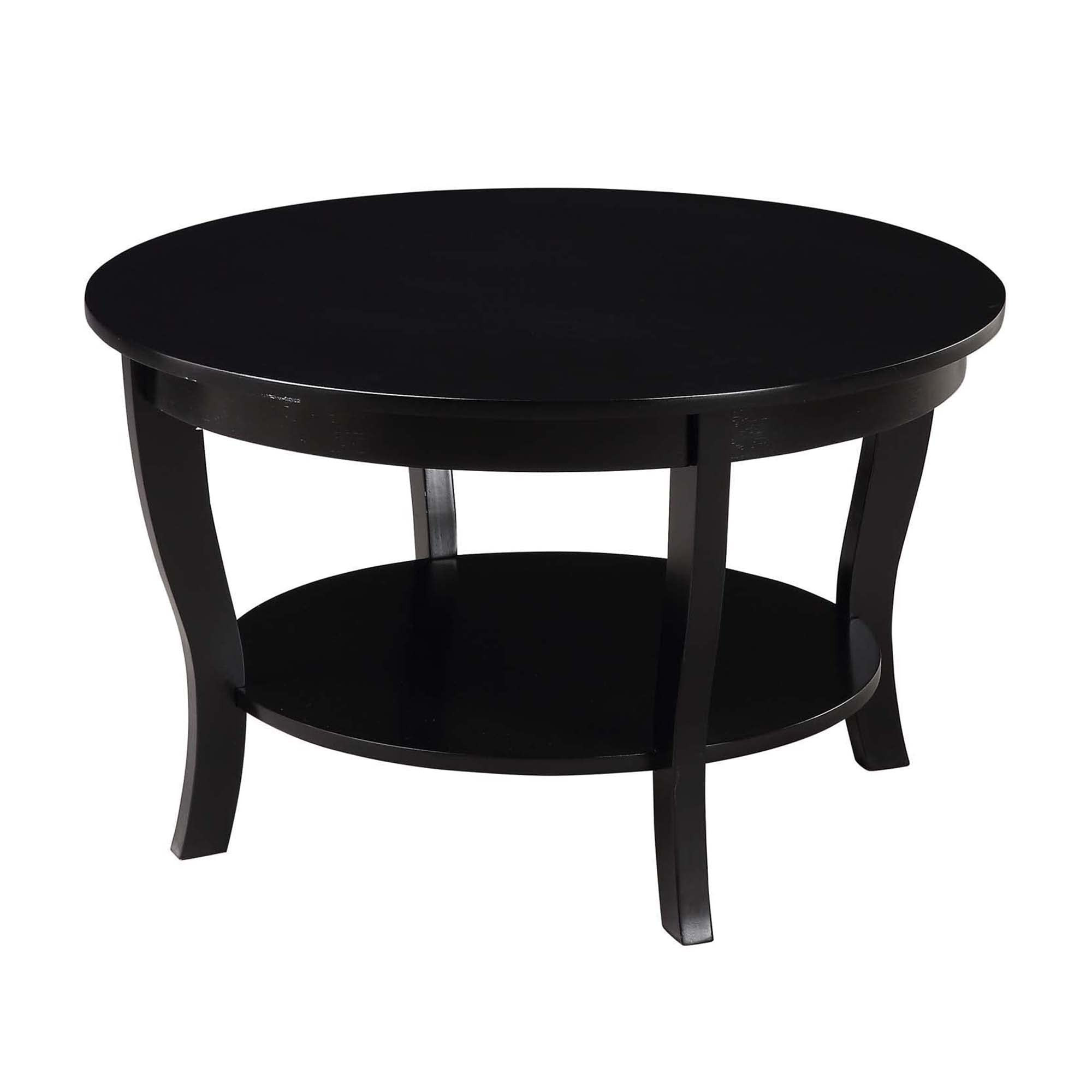 Convenience Concepts American Heritage Round Coffee Table with Shelf, Black, 30 in x 30 in x 18 i... | Amazon (US)
