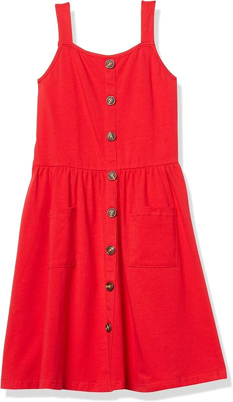 Arshiner Girl's Spaghetti Strap Button Down Midi Sleeveless Summer Casual Sundress A-line Dress with | Amazon (US)