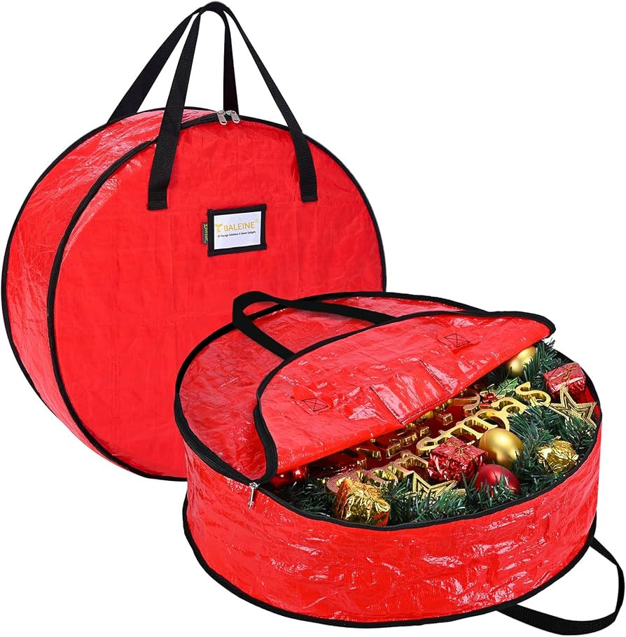 BALEINE Wreath Storage Container, 2 Pack Christmas Wreath Storage Bag with Tear Resistant PE Mate... | Amazon (US)