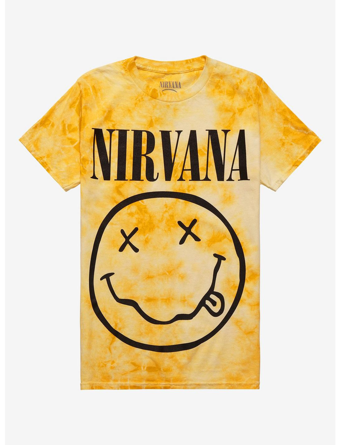 Nirvana Smile Yellow Tie-Dye Boyfriend Fit Girls T-Shirt | Hot Topic