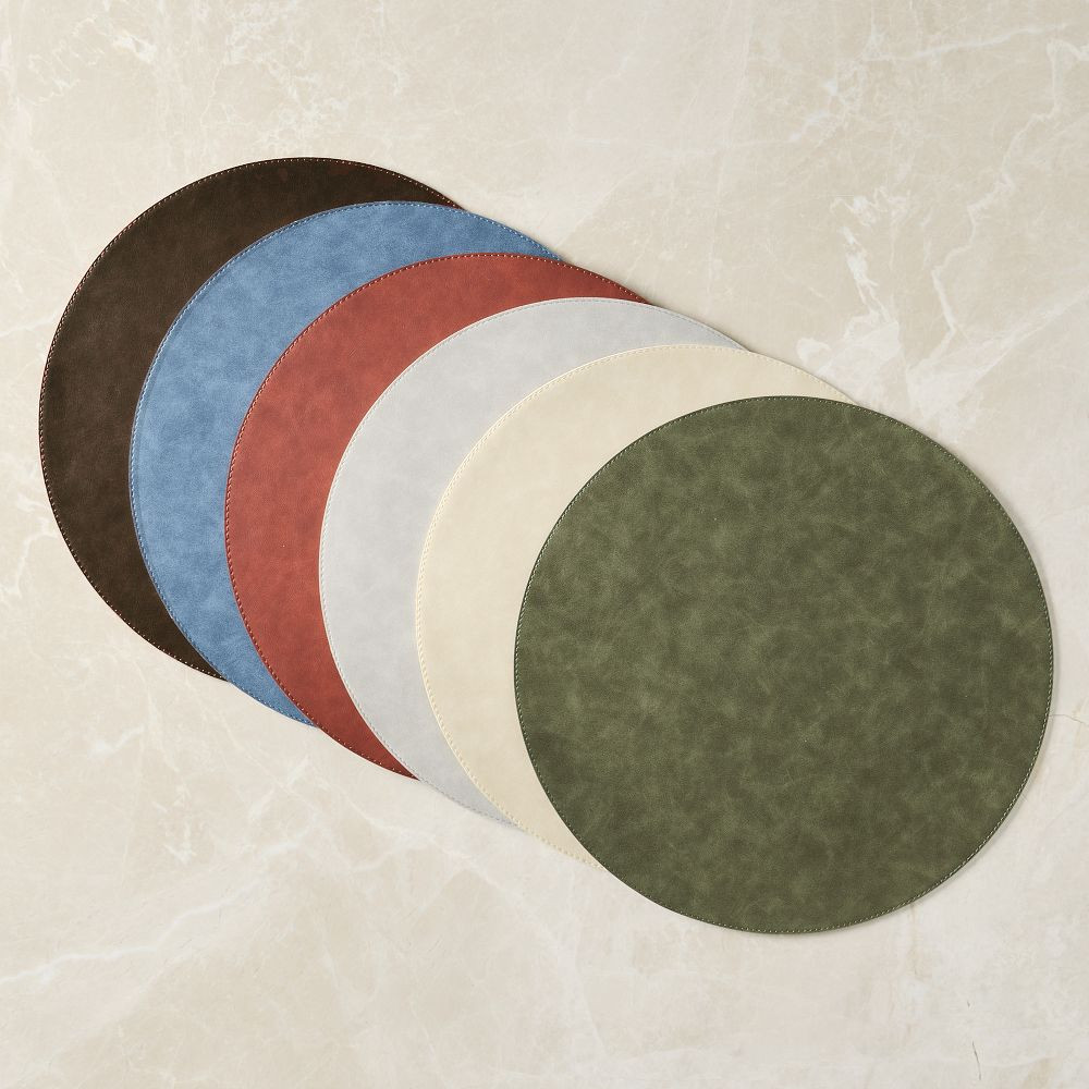Easy-Care Round Faux Leather Placemats | West Elm (US)