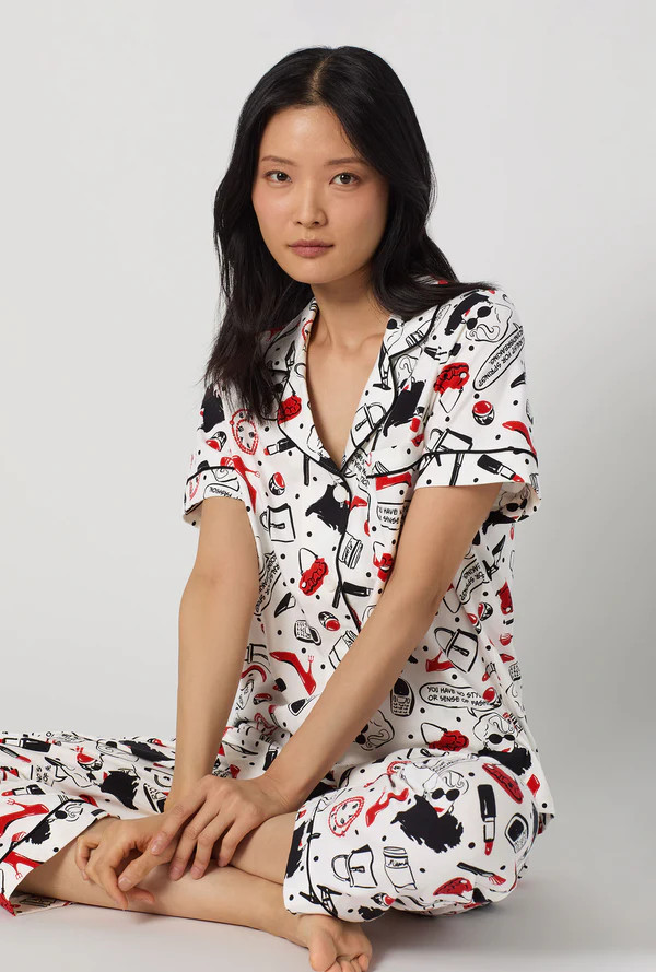 Devil Wears Prada Short Sleeve Classic Stretch Jersey Cropped Pj Set | BedHead & Room Service PJs