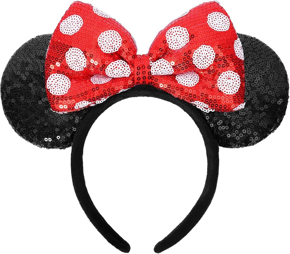 Mouse Ears Headbands, Sequin Mouse Ears for Women Girls Boys, Shiny Bow Headband for Cosplay Cost... | Amazon (US)