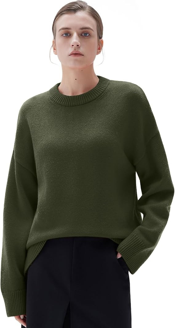 SUUKSESS Women Cashmere Oversized Long Sleeve Pullover Sweater Crew Neck Jumpers | Amazon (US)