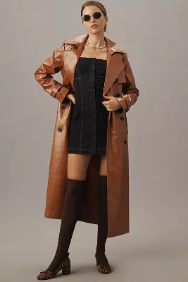 Avec Les Filles Glazed Faux-Ever Leather™ Belted Trench Coat | Anthropologie (US)