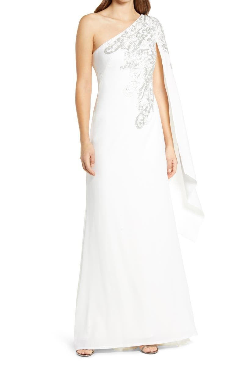 Sequin Cape Sleeve Gown | Nordstrom