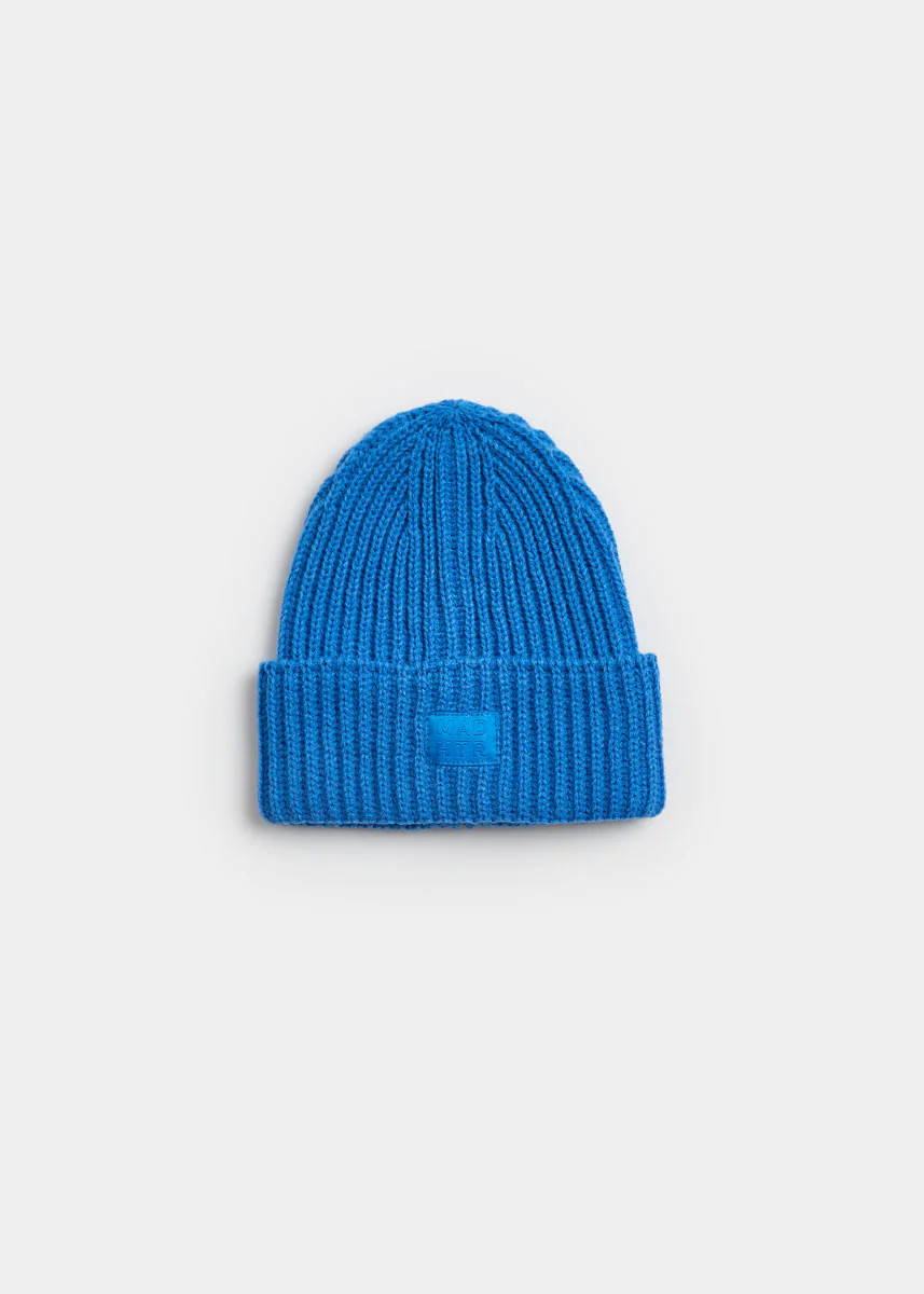 Infant Mad Hatter Ribbed Knit Beanie - Cobalt | Alice & Wonder
