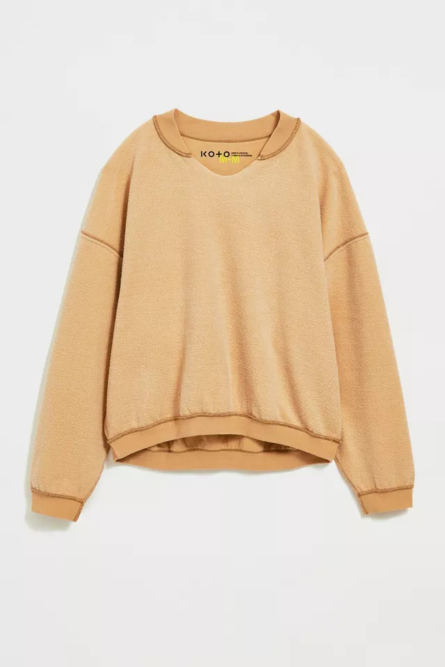 Notched Fleece Crew Neck Sweatshirt | Urban Outfitters (US and RoW)