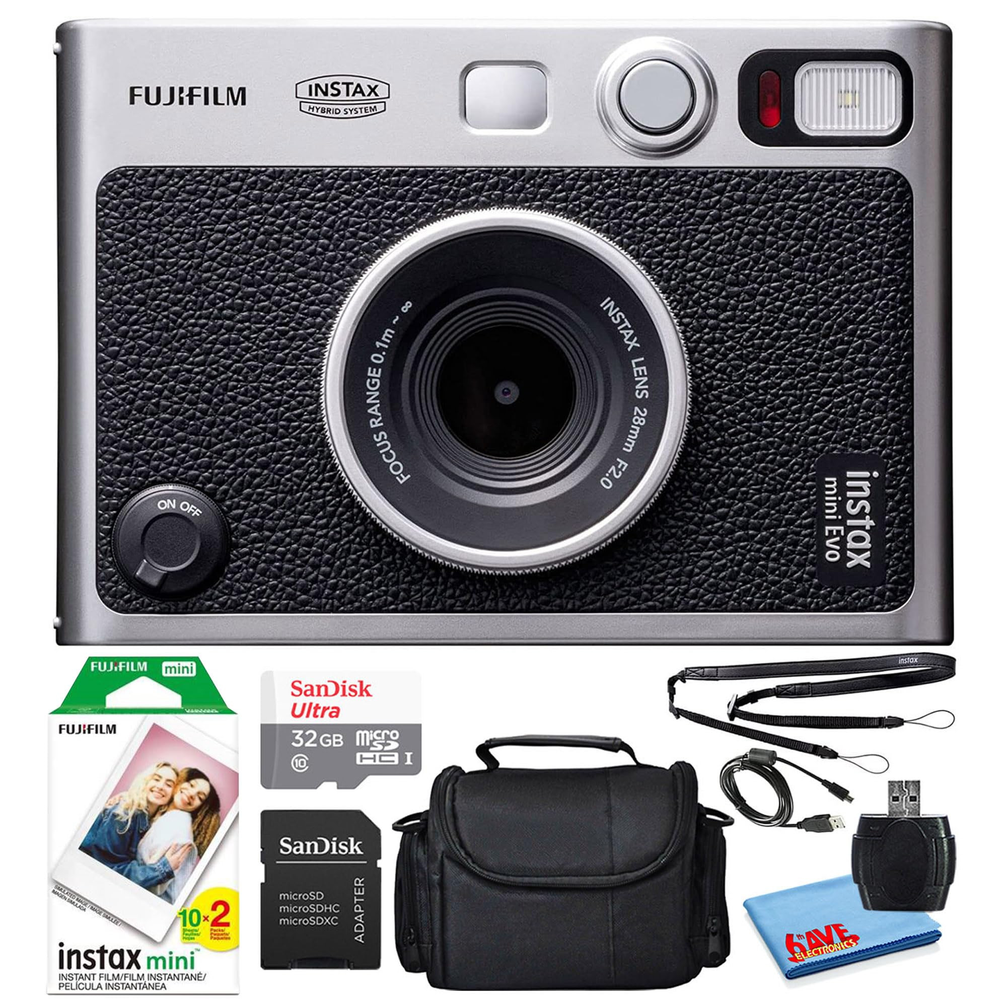 Amazon.com : Fujifilm Instax Mini EVO Hybrid Instant Film Camera (Black) (16745183) Bundle with 2... | Amazon (US)