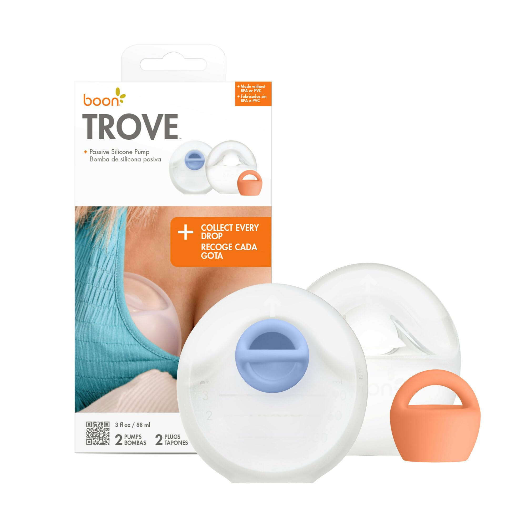 Boon Trove Silicone Manual Breast Pump Set - Hands Free Breast Milk Collector - Includes Canvas T... | Amazon (US)