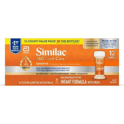Similac 360 Total Care Sensitive Non-GMO Ready to Feed Powder Infant Formula - 2 fl oz Each/12ct | Target