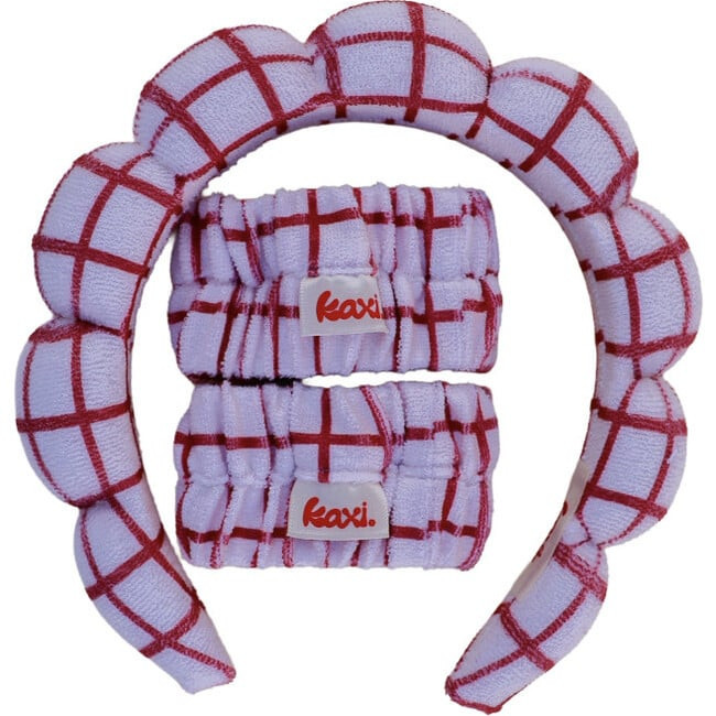 Kaxi | GRWM Headband + Wristband Sets, Red Striped (Multicolor, One Size) | Maisonette | Maisonette