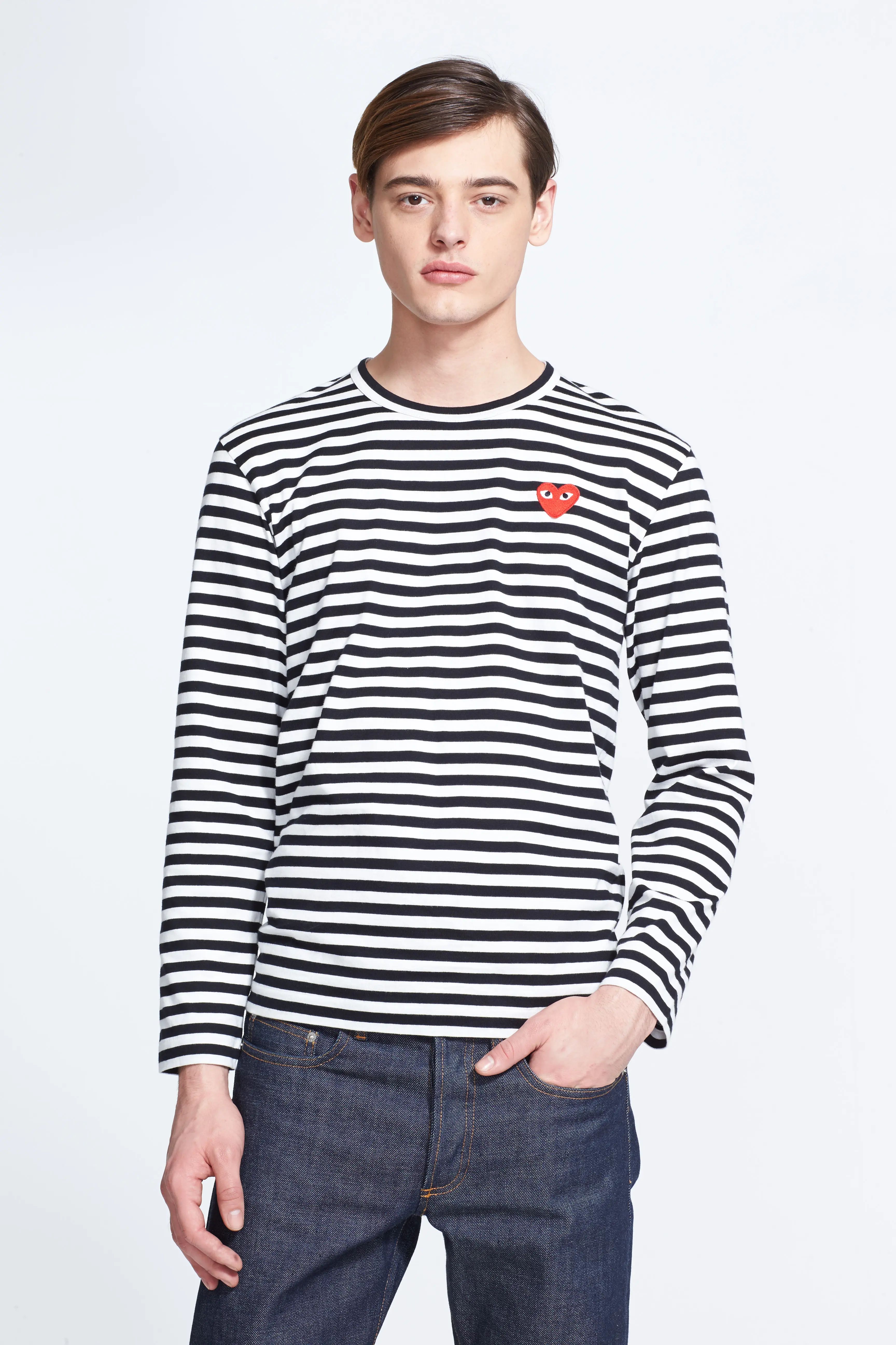 Comme des Garcons PLAY Stripe Long Sleeve T-Shirt in Black/White at Nordstrom, Size Small | Nordstrom