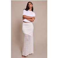 White Lace Asymmetric Maxi Skirt | PrettyLittleThing US