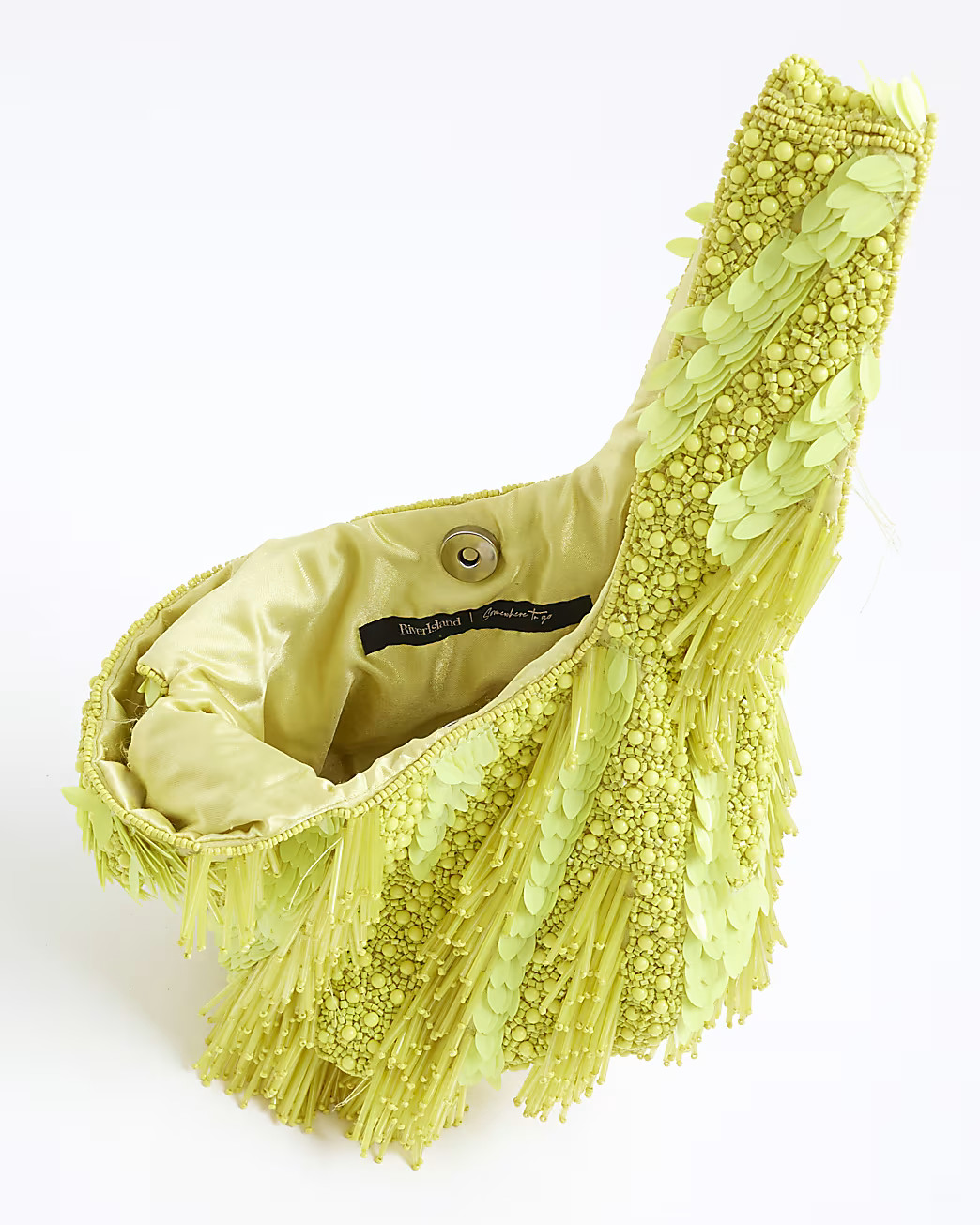 Lime Premium Beaded Clutch Bag | River Island UK & IE