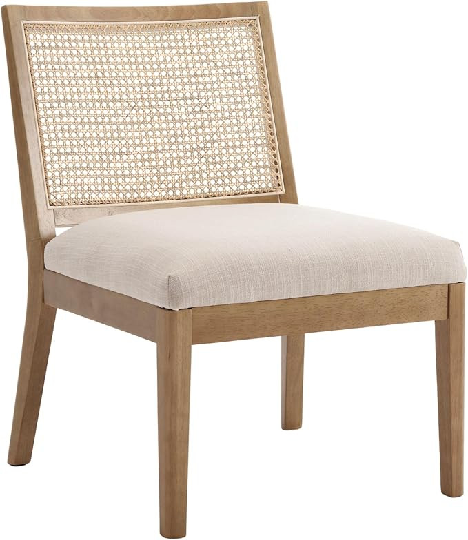 Rattan Accent Chairs Mid Century Mordern Wooden Accent Armless Chair with Rectangle Cane Back Far... | Amazon (US)