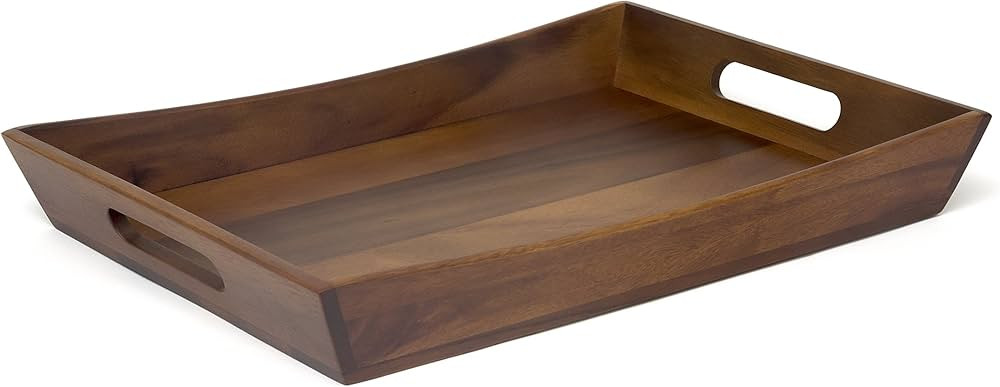 Lipper International 1165 Acacia Curved Serving Tray, 19.88" x 14" x 2.5" | Amazon (US)