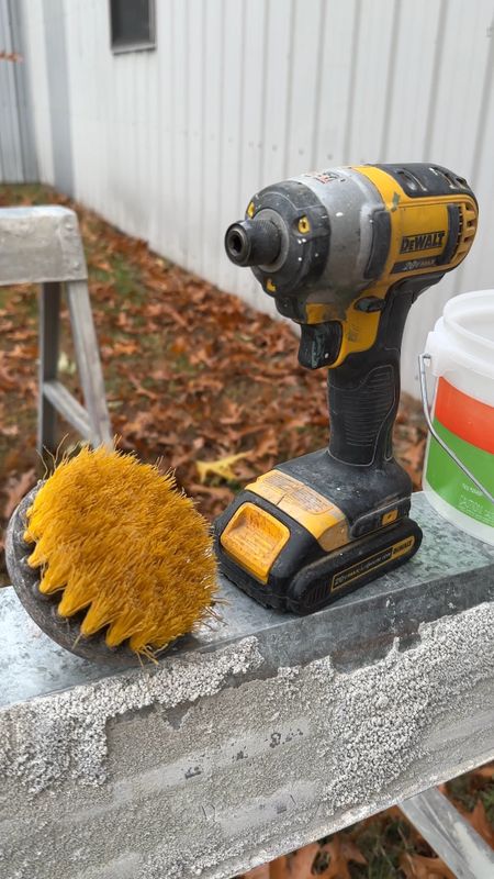 I use these drill brush attachments at work all the time. 
They work great for polishing brass like in this video, but we also use them for cleaning greasy cabinets before painting. 
They have many uses at home too - tile floors, showers, concrete…on and on. 
They’re 20% off right now! 
Note: drill is not included. 

#LTKVideo #LTKsalealert