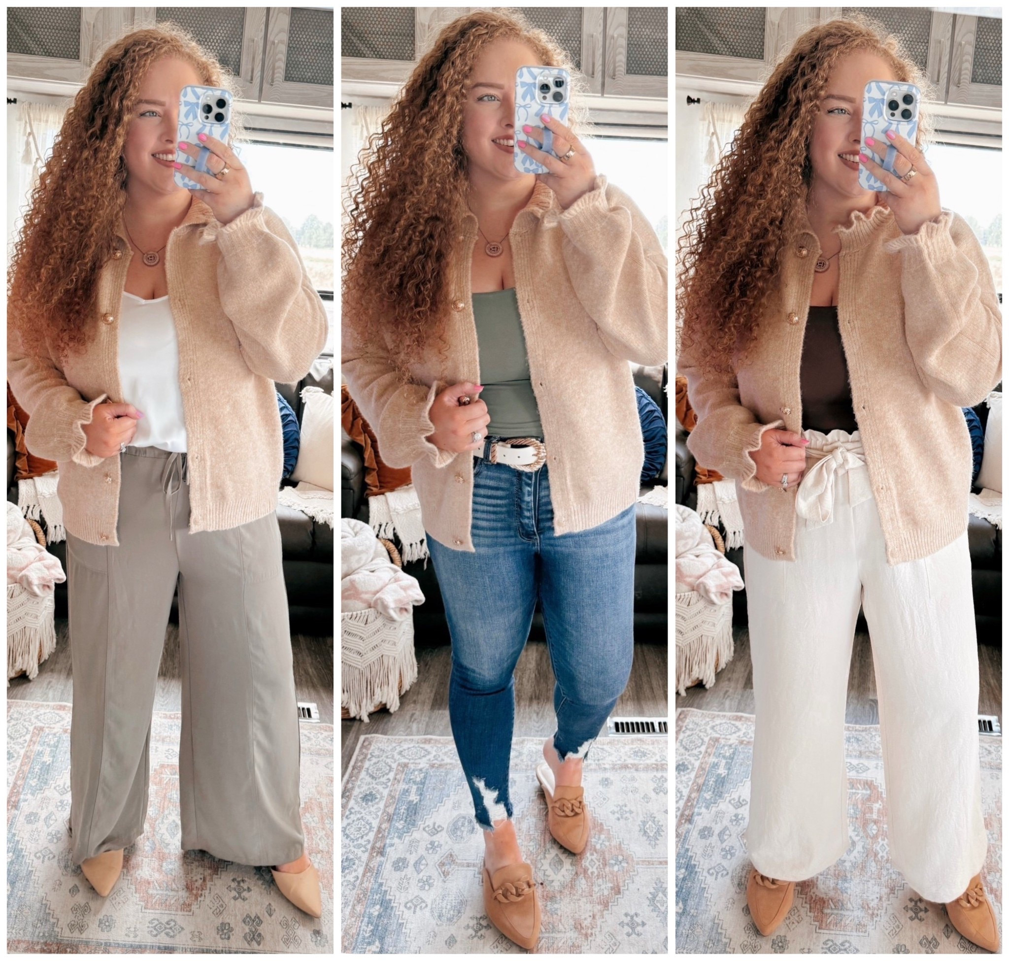🍁 1 cardigan, 3 ways 🍂 Styling this Amazon khaki cardigan for fall and I’m not gatekeeping! It’s the perfect layering piece you didn’t know you needed 🤎 office outfit | office style | office look | amazon office outfit | amazon office style | amazon office must haves | work wear | amazon work wear | work wear style | amazon work wear style | cardigan | amazon khaki cardigan | amazon bodysuit | amazon brown bodysuit | dress pants | work pants | cream pants | cream dress pants | Amazon dress pants | Amazon work pants | mules | amazon mules | amazon finds | amazon fashion | amazon outfit | amazon look | fall office look | fall work wear look | fall 2025 | jeans | skinny jeans | buckle jeans | green tank top | amazon green tank top | amazon tank top | belt | amazon belt | silky tank top | amazon silky tank top | amazon white tank top | green dress pants | amazon green dress pants 