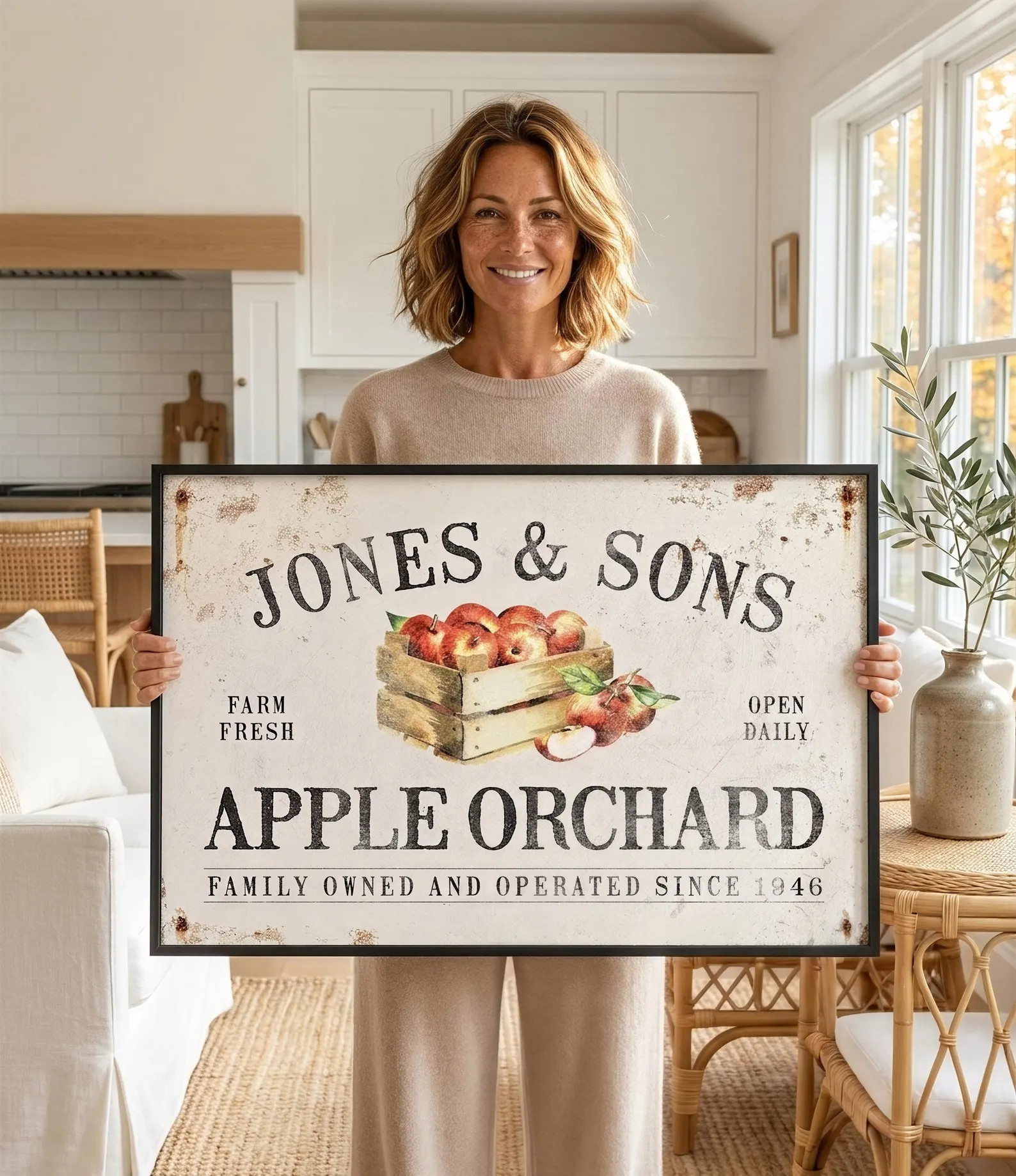 Apple Picking Decor, Custom Orchard Sign, Rustic Red Apple Crate Fall Wall Art | Etsy (Global)
