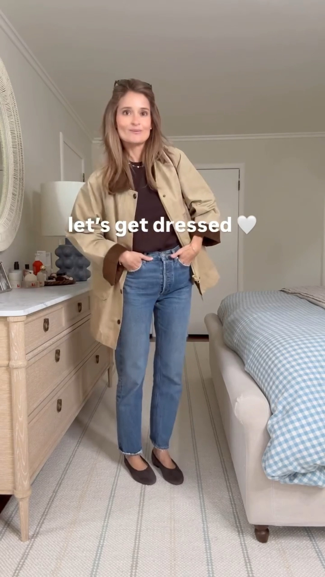 Happy Thursday, friends! We’re almost to the weekend! 🤎🍂 

💫 This Aritzia marino wool tee is GORGEOUS! I’m obsessed with the rich mocha brown but it also comes in a handful of other beautiful colors. The brown is sold out so make sure you favorite for an alert from LTK for when it comes back in. • AGOLDE 90’s in dark denim wash. I wear these jeans multiple times a week and I love the dark wash for Fall and Winter • Alex Mill Chiltern Street jacket is my favorite barn jacket I own. The beige is a warm perfect color and the corduroy collar and sleeve details are so chic • Shoes & bag? Madewell April ballet flats. Classic, refined, beautiful suede and so comfy I feel like I’m walking on clouds. • Liffner tote is an investment but so worth it. These classic but effortlessly cool pieces feel so, so special but hold up to your everyday lifestyle. I know I’ll look forward to reaching for them for years & years to come 🫶🏻🤍 

❤️ Follow if you love easy, everyday outfit inspiration!



#LTKItBag #LTKStyleTip #LTKSeasonal