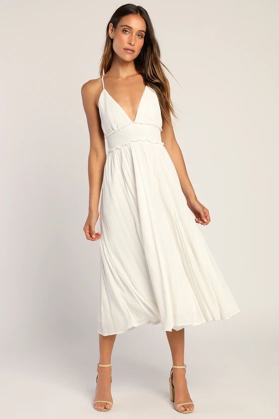 Essentially Elegant White Sleeveless Backless Midi Dress | Lulus (US)