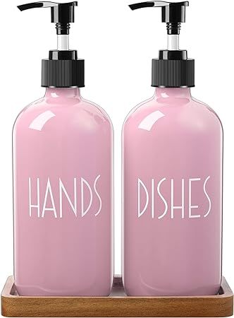 ALELION Dish Soap Dispenser for Kitchen - 16 OZ Glass Hand Soap Dispenser Set with Acacia Wood Tr... | Amazon (US)