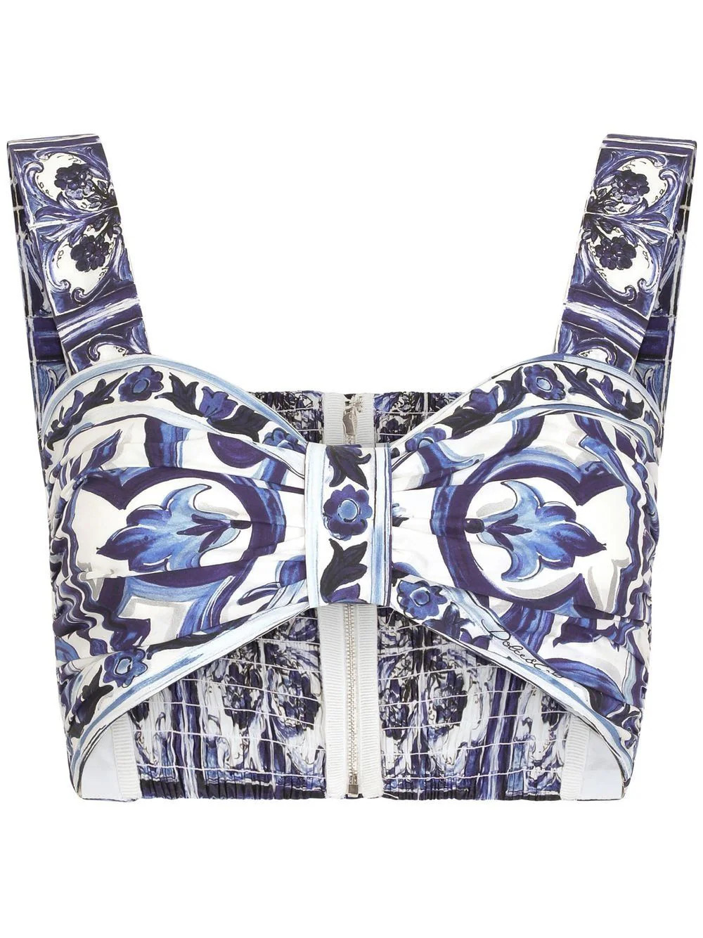 Dolce & Gabbana Majolica-print bralette top - Blue | Farfetch Global