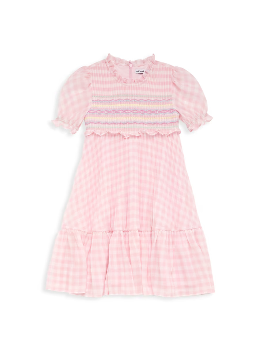 Little Girl's & Girl's Gingham Print Smocked Short Dress | Saks Fifth Avenue