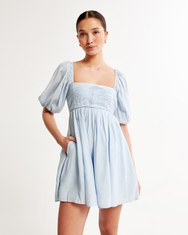 Emerson Ruched Puff Sleeve Mini Dress | Abercrombie & Fitch (US)