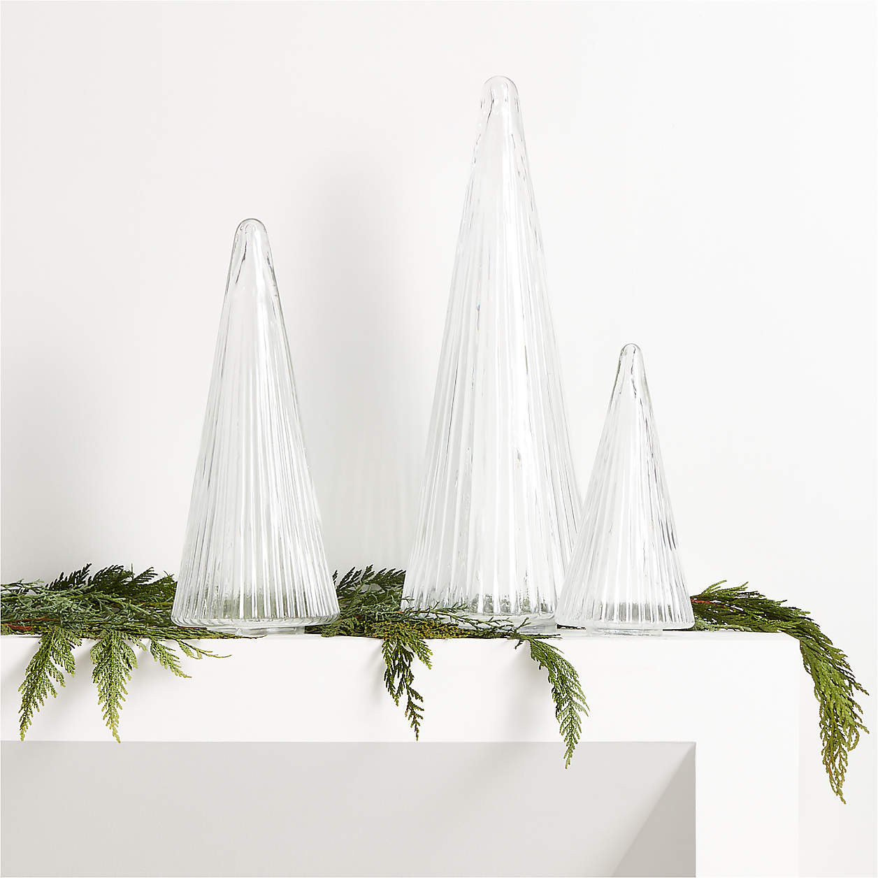 Medium Ribbed Clear Glass Christmas Tree 13.5" + Reviews | Crate & Barrel | Crate & Barrel