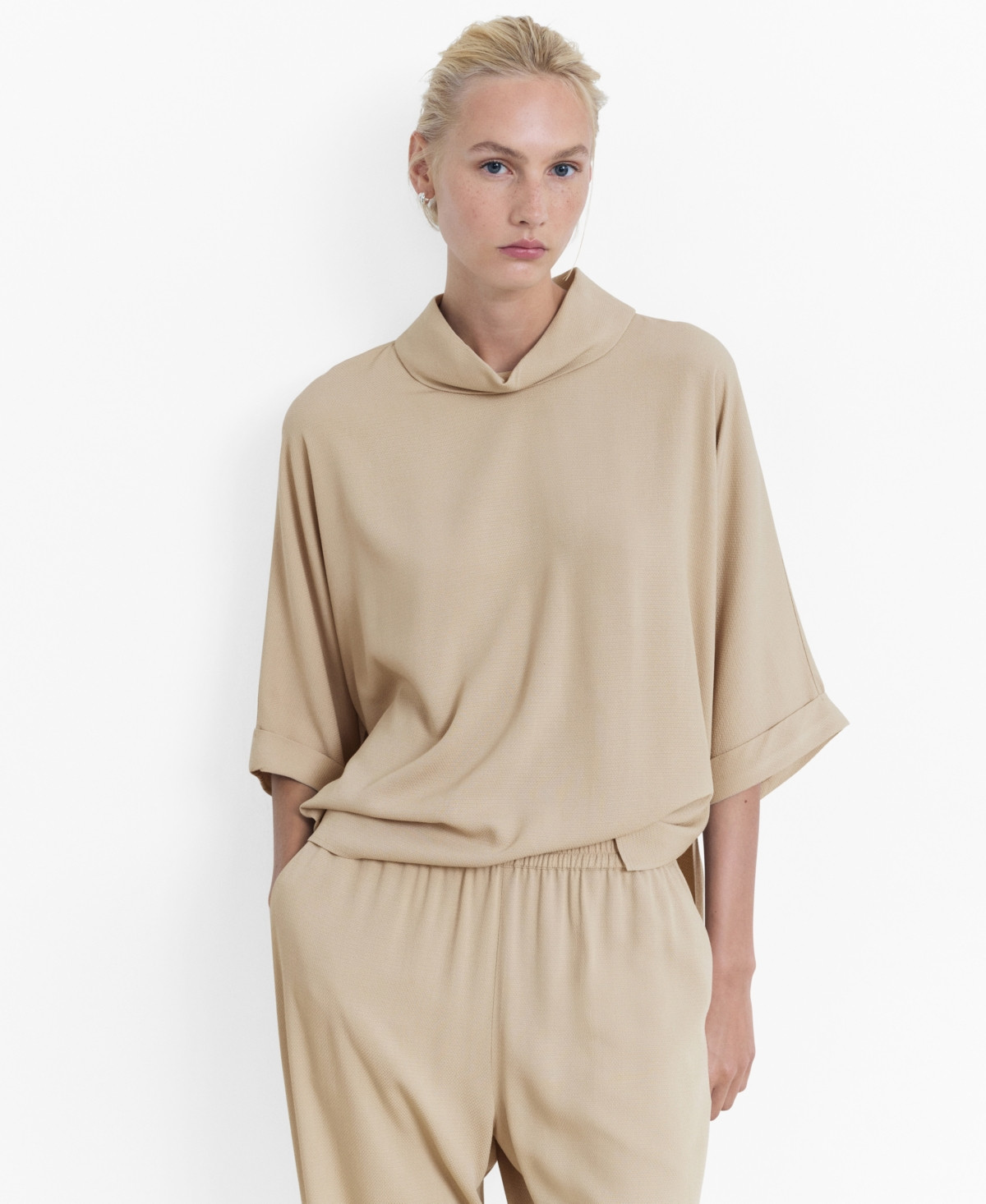 Mango Women's Oversized Flowing Blouse - Beige | Macy's