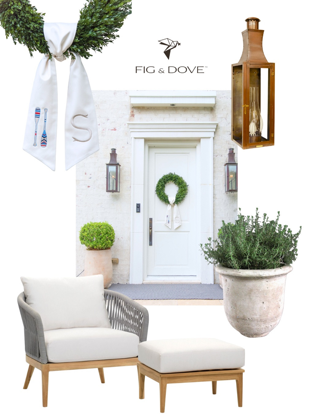 🌊 The Lakeside Edit: Styled for Dock Days

This look is all about effortless elegance for lake weekends and long summer days. Inspired by time spent on the dock—sipping coffee in the early morning light or unwinding after sunset—this front door setup blends timeless design with relaxed lakeside charm.

From our Lakeside Oars Wreath Sash and signature faux boxwood wreath to timeless lantern lighting and serene seating, each piece is curated to create a warm welcome and a moment of calm.

🪵 Pair it with your favorite canvas tote, a crisp striped linen, and simple summer entertaining essentials—and you’ve got our ideal lakehouse moodboard brought to life.

✨ Tap to shop the full look—perfect for porches, patios, and peaceful getaways.

#LTKsummer #FigAndDoveStyle #WreathSash #FrontDoorInspo #LakesideLiving #LakeHouseStyle #DocksideDecor