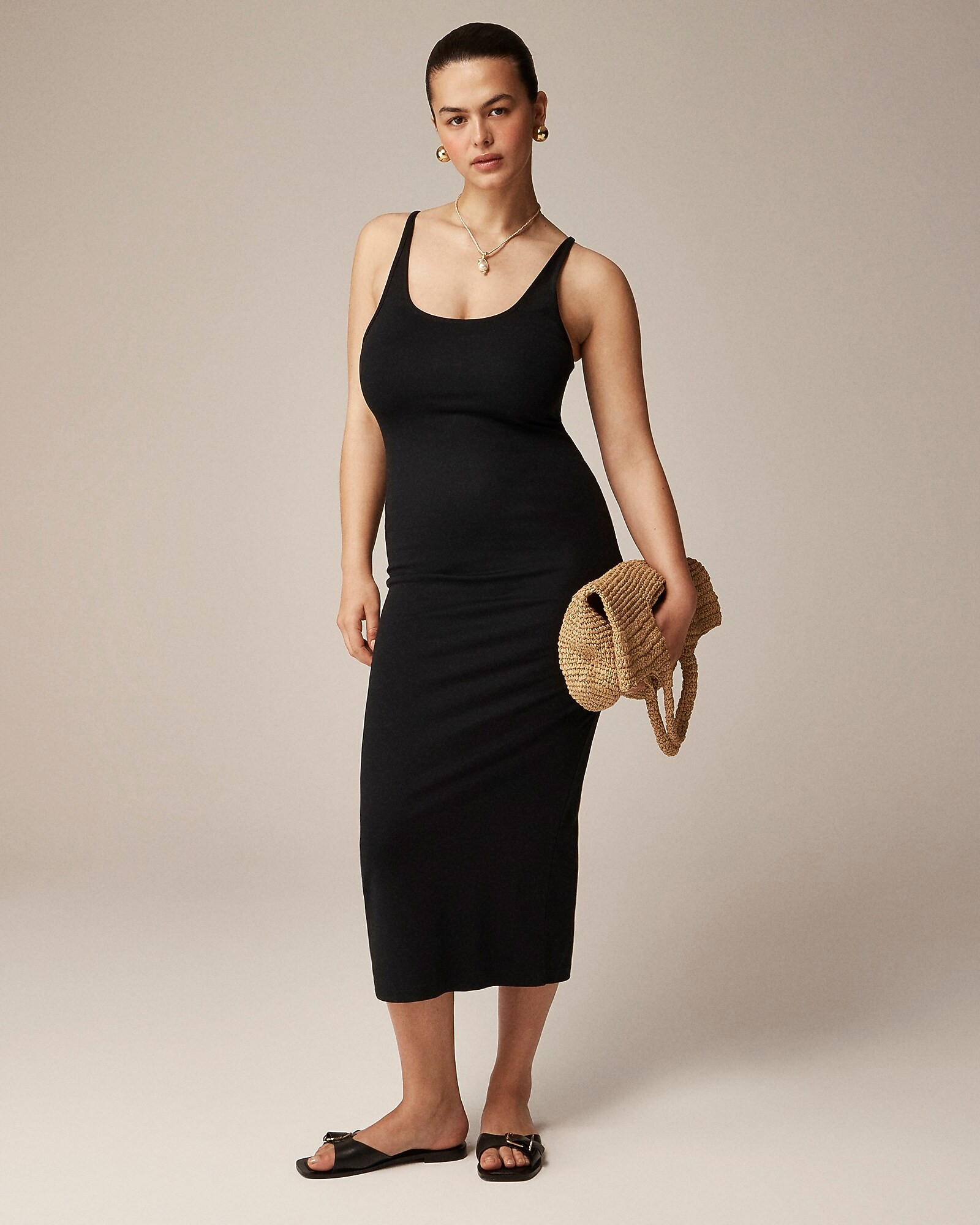 Tank midi dress in stretch cotton blend | J. Crew US