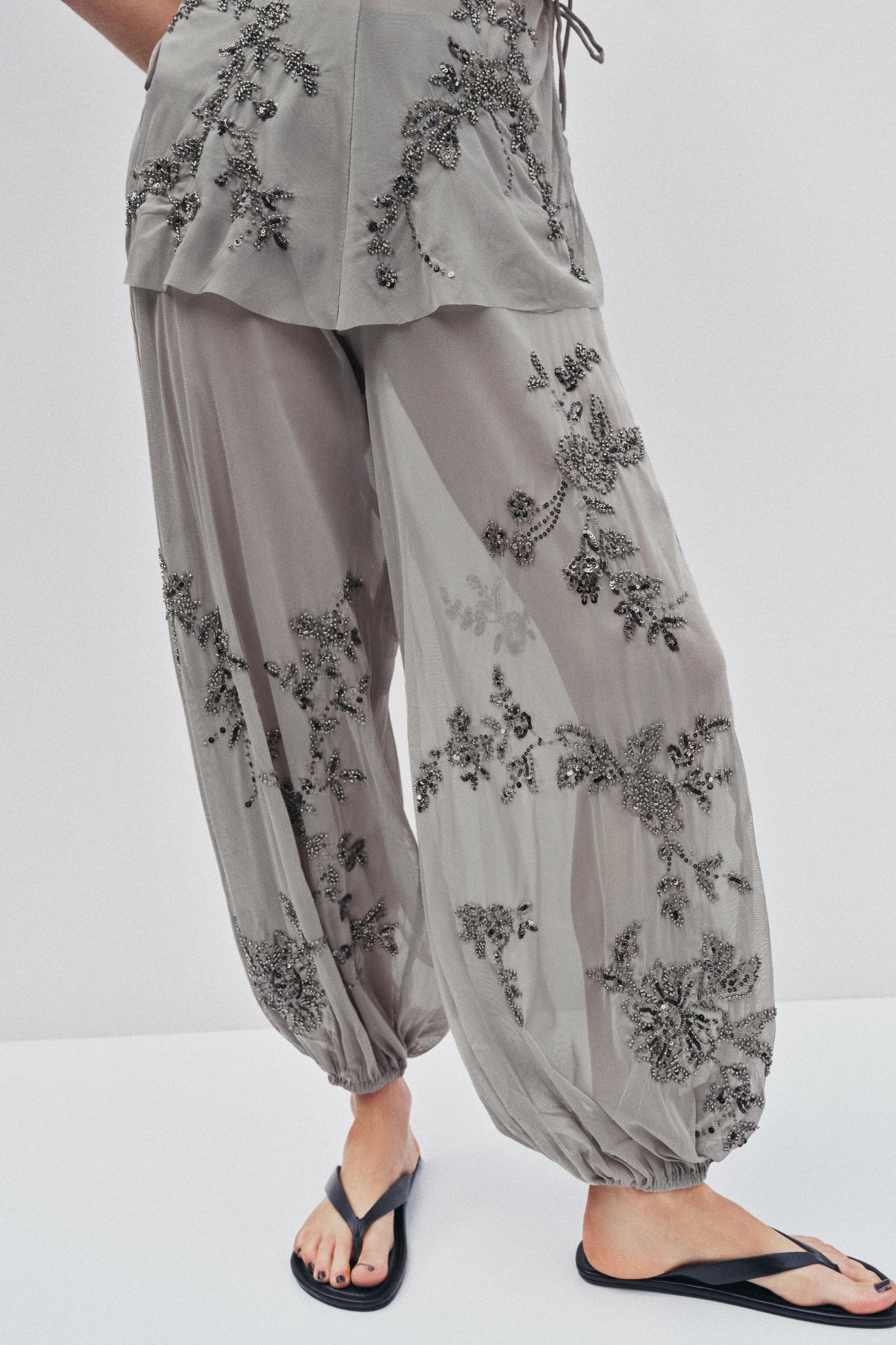 EMBROIDERED SAROUEL TROUSERS | Zara UK