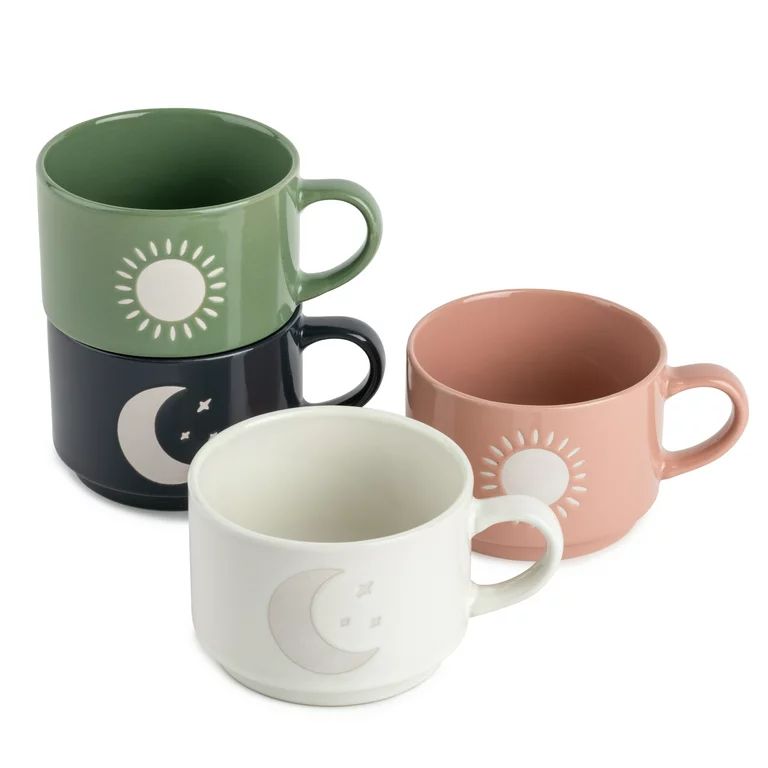 Thyme & Table Stackable Ceramic Coffee Mug, 11 fl oz, 4-Pack | Walmart (US)