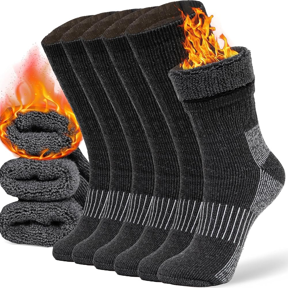 Merino Wool Socks Casual Warm Socks for Winter Cozy Boot Socks for Men & Women | Amazon (US)