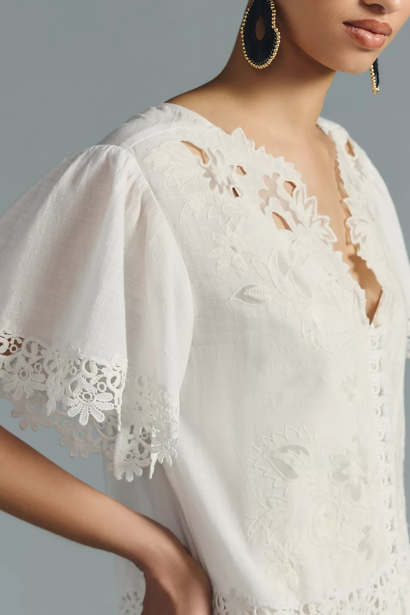 By Anthropologie Lace-Trimmed Mini Dress | Anthropologie (US)