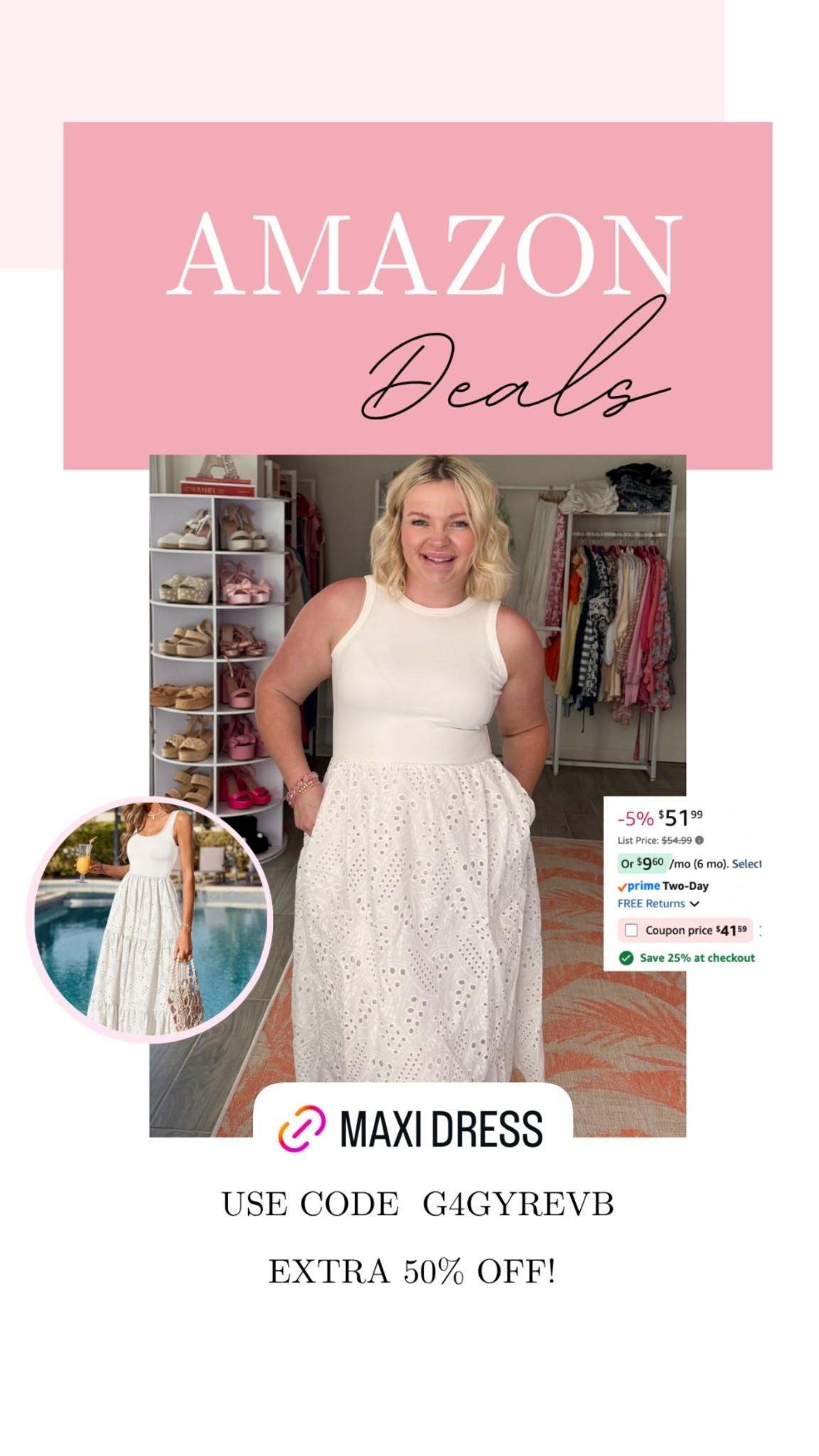 🤍Cute eyelet embroidered maxi dress on Deal 🙌🏼🌸 perfect for summer!☀️

#LTKSeasonal #LTKSaleAlert #LTKMidsize