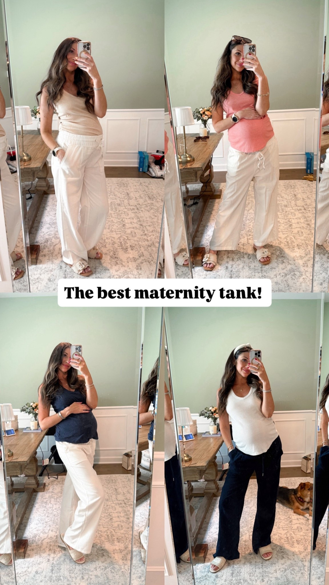 Maternity tank on sale for under $10! Love these linen pants too 