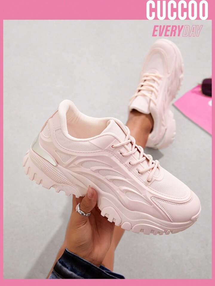 CUCCOO EASI Sapatos femininos de sola grossa, tênis rosa para uso externo, moda leve para o ver... | SHEIN