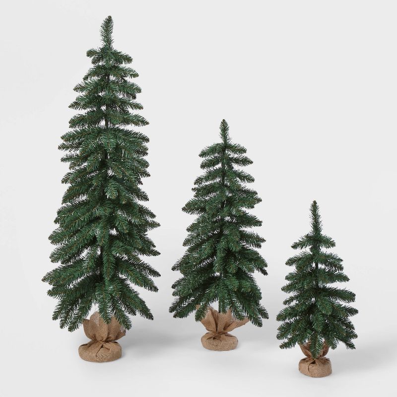 3pc Unlit Downswept Alberta Spruce Artificial Christmas Trees with Burlap Base - Wondershop™ | Target