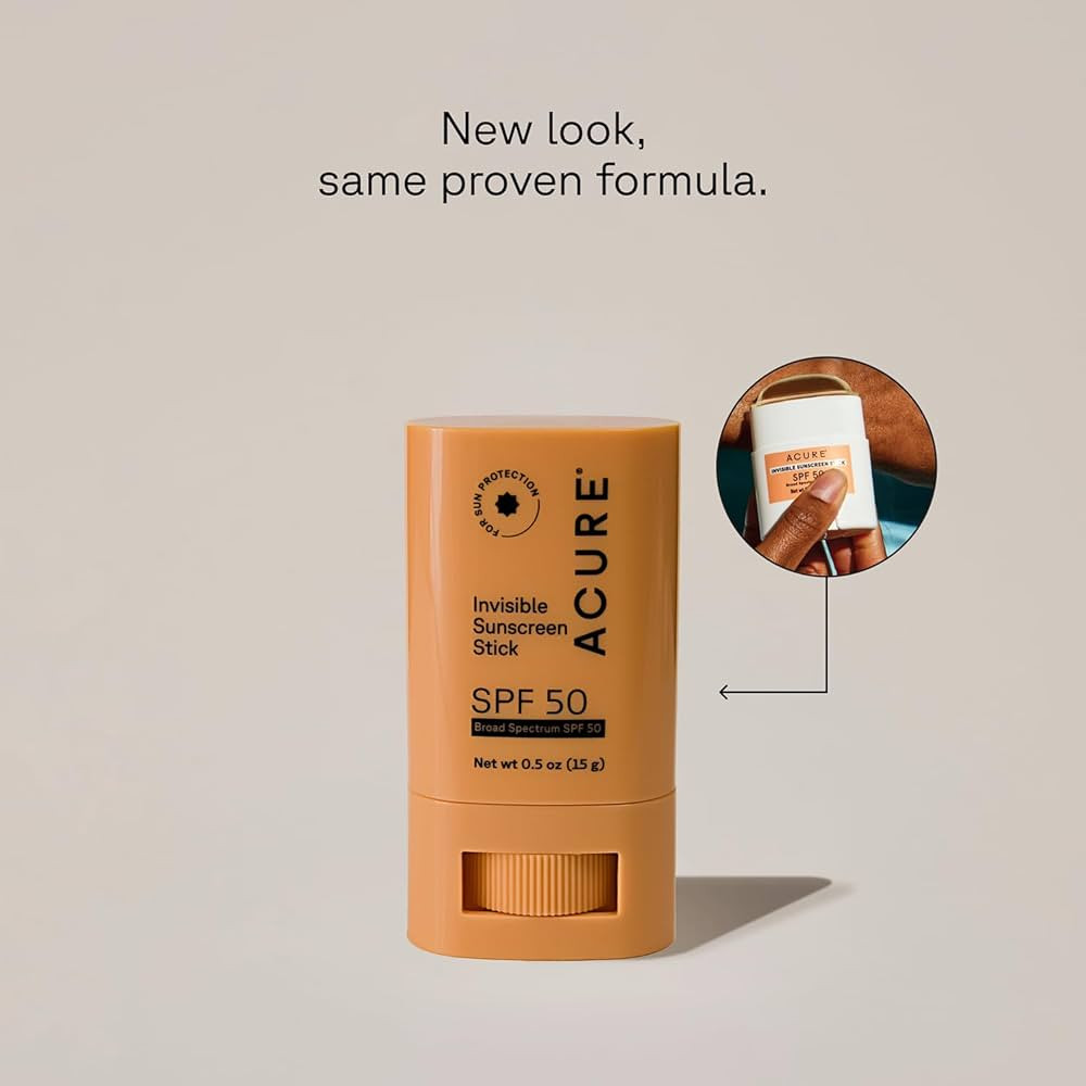 Acure Invisible Sunscreen Stick SPF 50 - Face Sunscreen Stick Applicator, Reef-Safe Clear Sunbloc... | Amazon (US)