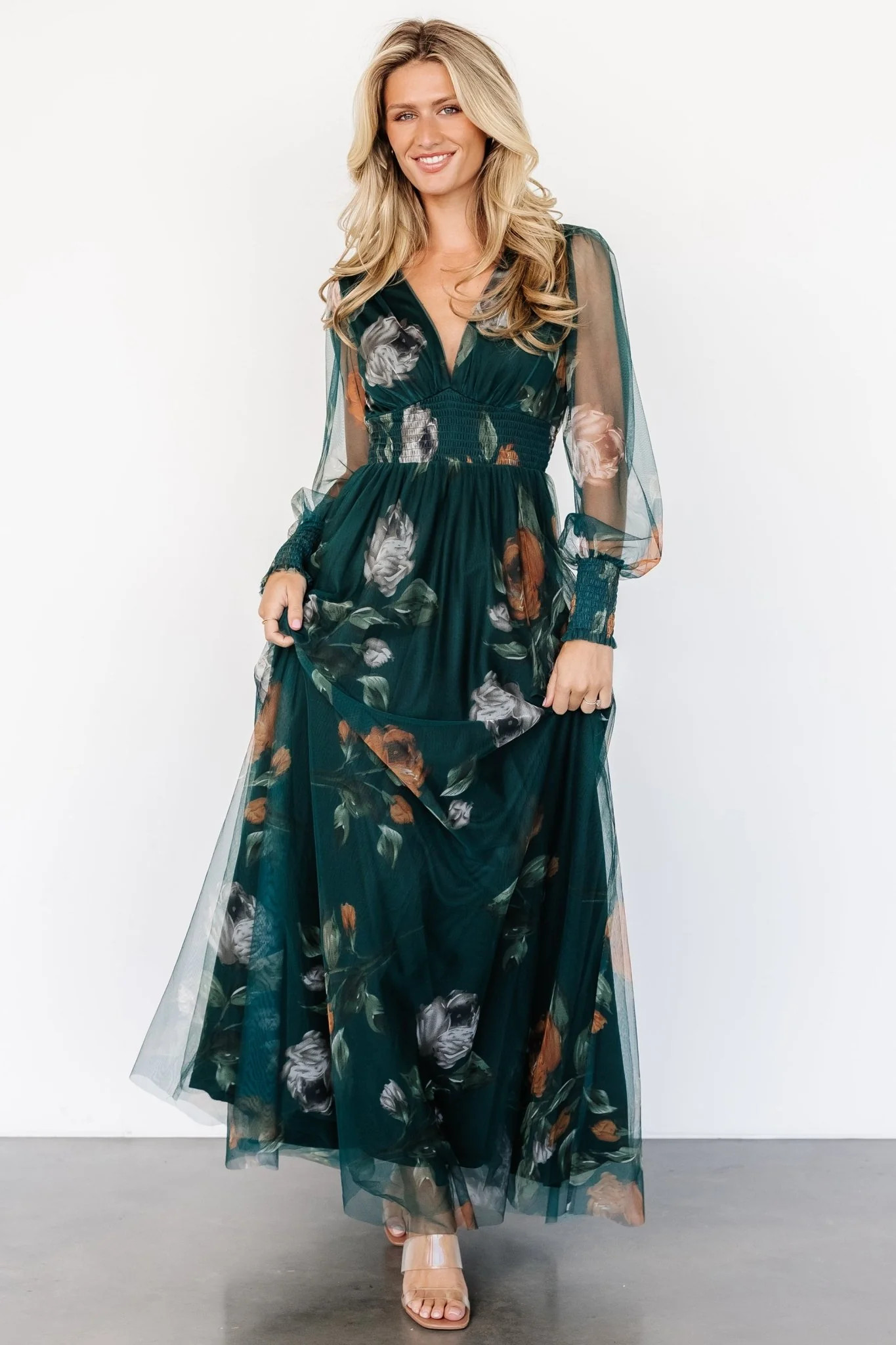 Layla Tulle Maxi Dress | Deep Topaz Floral | Baltic Born