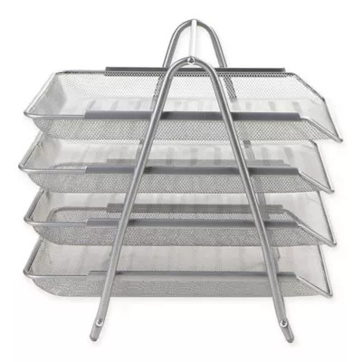 Mind Reader 4-Tray Desk Organizer in Silver | Bed Bath & Beyond