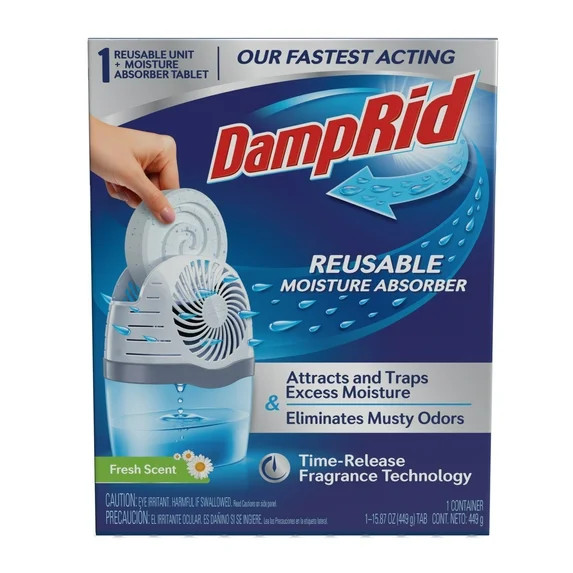 DampRid Reusable Moisture Absorber with Drop-In Tablet, Fresh Scent, 15.8 oz. | Walmart (US)