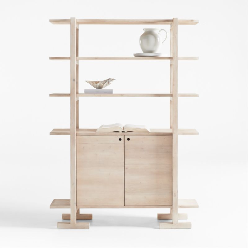 Haldeman Pine Wood Bookcase with Cabinet by Leanne Ford + Reviews | Crate & Barrel | Crate & Barrel