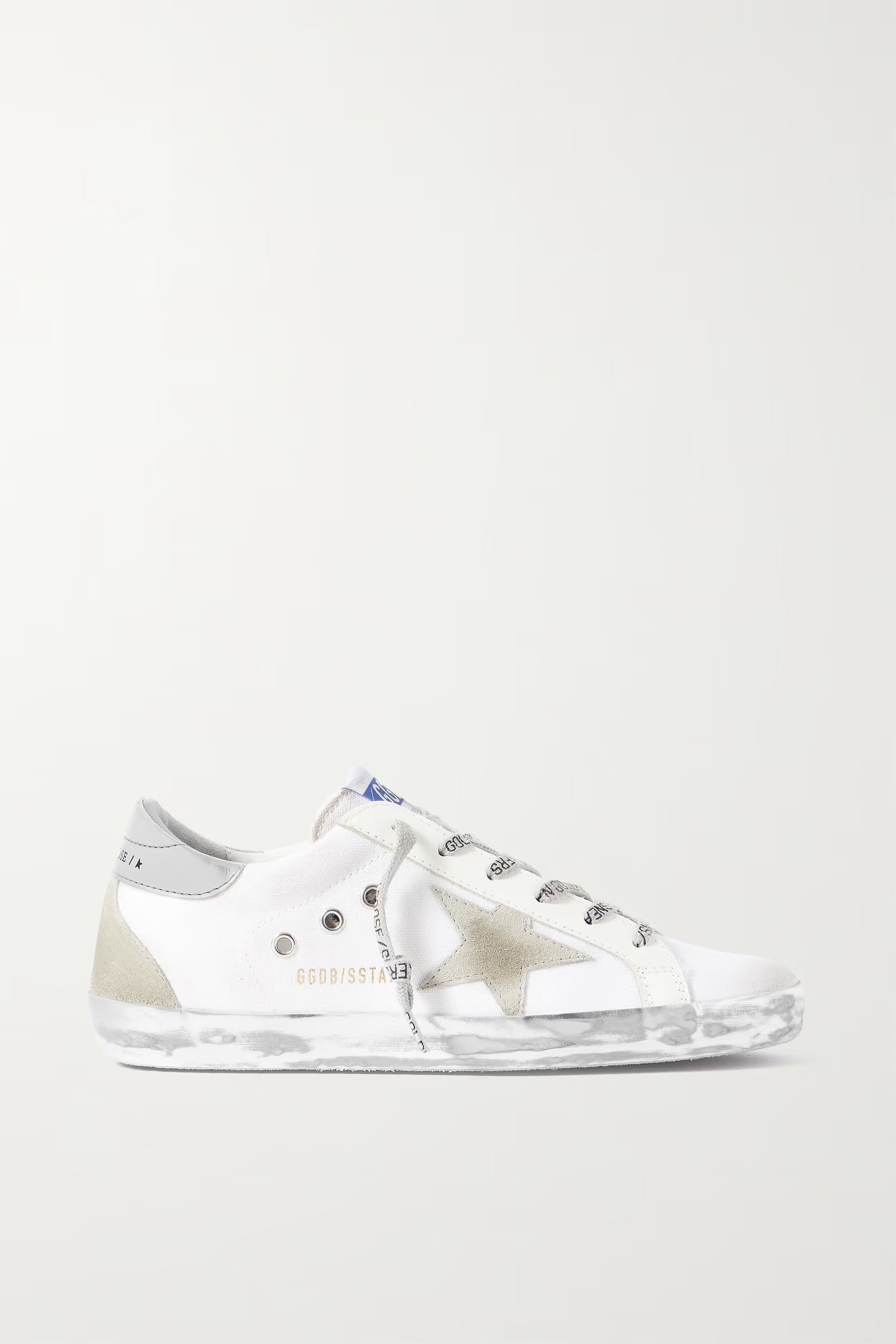 Superstar distressed suede and leather-trimmed canvas sneakers | NET-A-PORTER (US)
